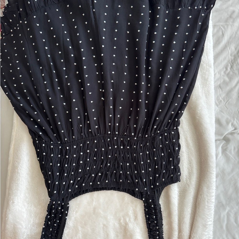 Black Polka Dot Smocked Romper